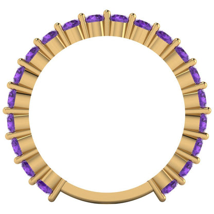 1.2 cttw Natural Amethyst Round Cut Yellow Gold Eternity Wedding Band