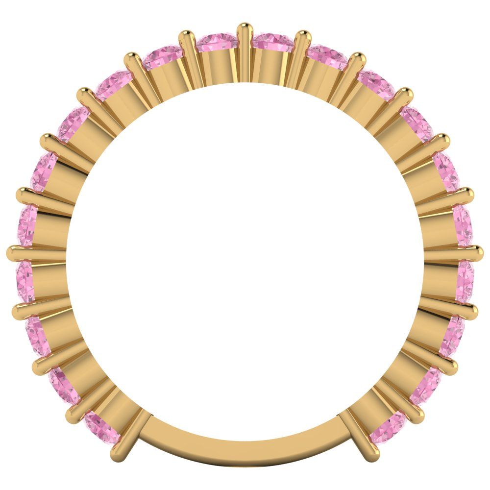 1.2 cttw Simulated Pink Diamond Round Cut Yellow Gold Eternity Wedding Band