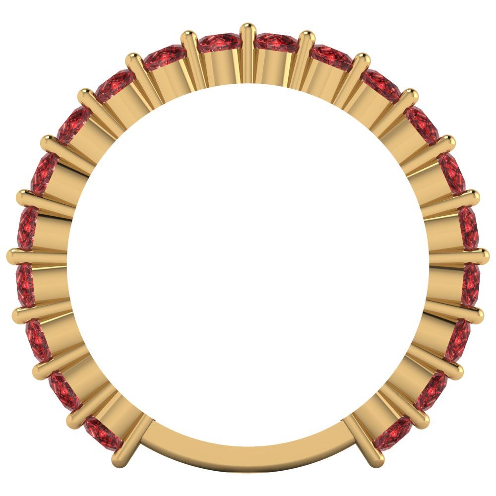 1.2 cttw Natural Garnet Round Cut Yellow Gold Eternity Wedding Band