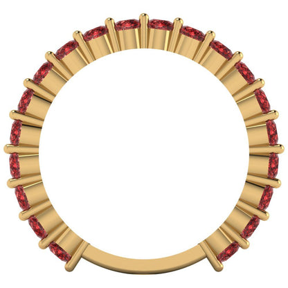 1.2 cttw Natural Garnet Round Cut Yellow Gold Eternity Wedding Band