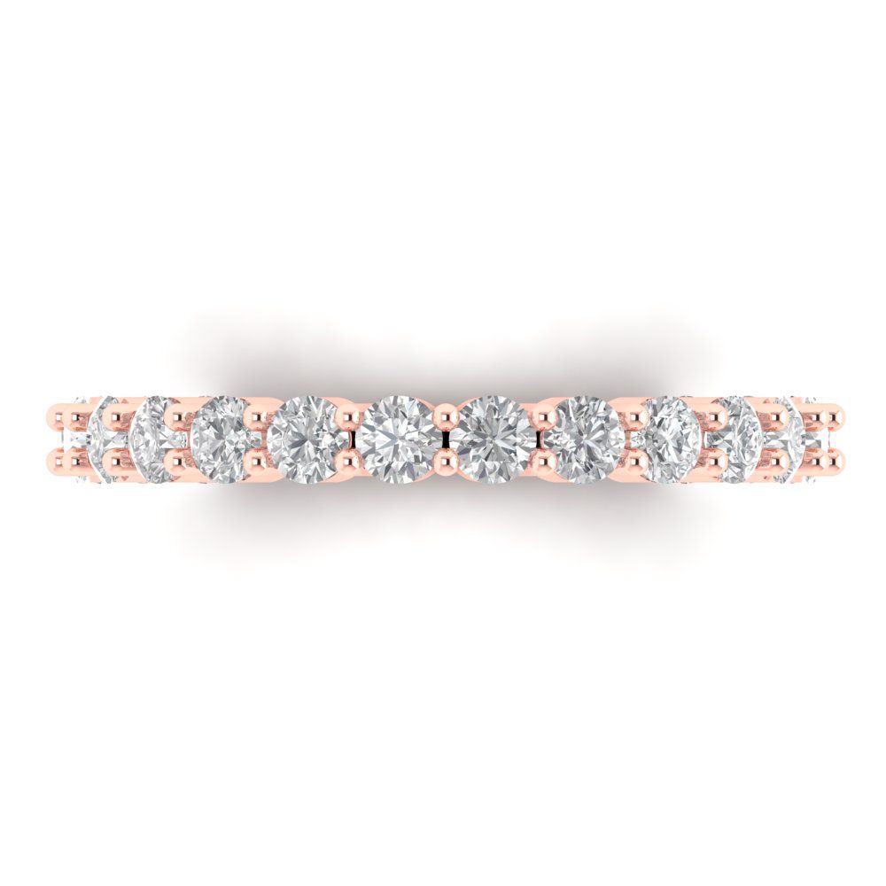 1.2 cttw Simulated Diamond Round Cut Rose Gold Eternity Wedding Band