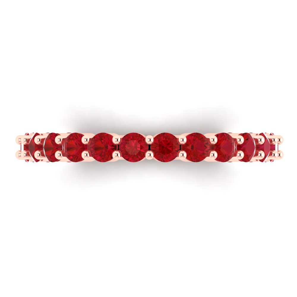 1.2 cttw Simulated Ruby Round Cut Rose Gold Eternity Wedding Band