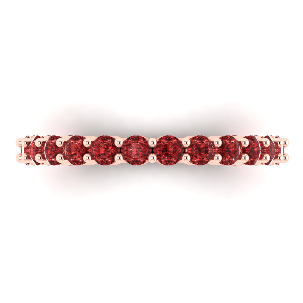 1.2 cttw Natural Garnet Round Cut Rose Gold Eternity Wedding Band