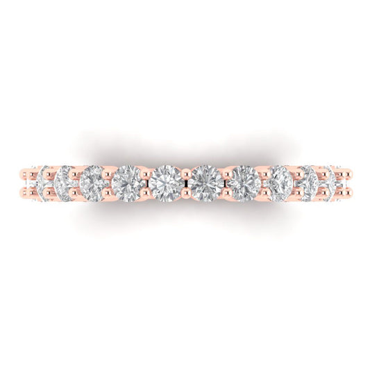 1.2 cttw Moissanite Round Cut Rose Gold Eternity Wedding Band