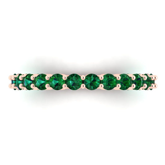 1.2 cttw Simulated Emerald Round Cut Rose Gold Eternity Wedding Band