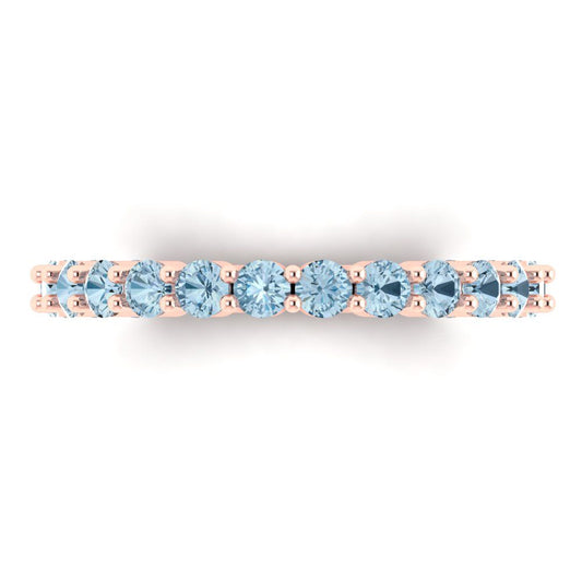 1.2 cttw Simulated Blue Diamond Round Cut Rose Gold Eternity Wedding Band
