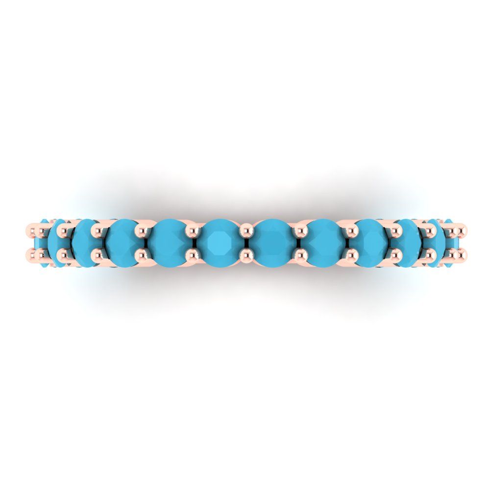 1.2 cttw Simulated Turquoise Round Cut Rose Gold Eternity Wedding Band