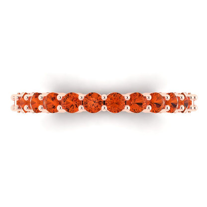 1.2 cttw Simulated Red Diamond Round Cut Rose Gold Eternity Wedding Band