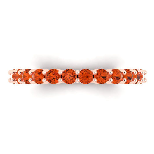 1.2 cttw Simulated Red Diamond Round Cut Rose Gold Eternity Wedding Band