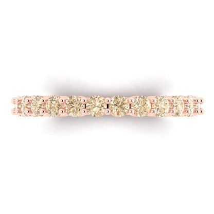 1.2 cttw Natural Morganite Round Cut Rose Gold Eternity Wedding Band