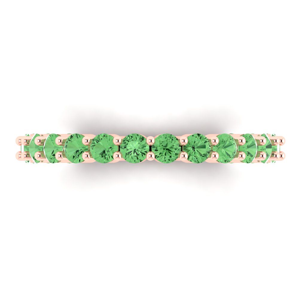 1.2 cttw Simulated Green Diamond Round Cut Rose Gold Eternity Wedding Band