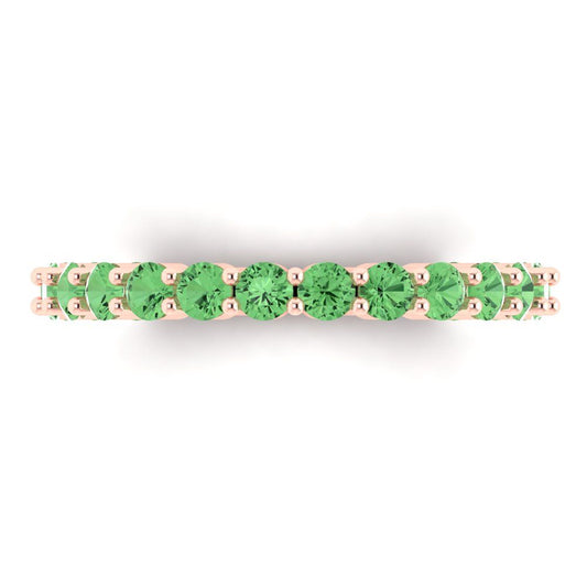 1.2 cttw Simulated Green Diamond Round Cut Rose Gold Eternity Wedding Band