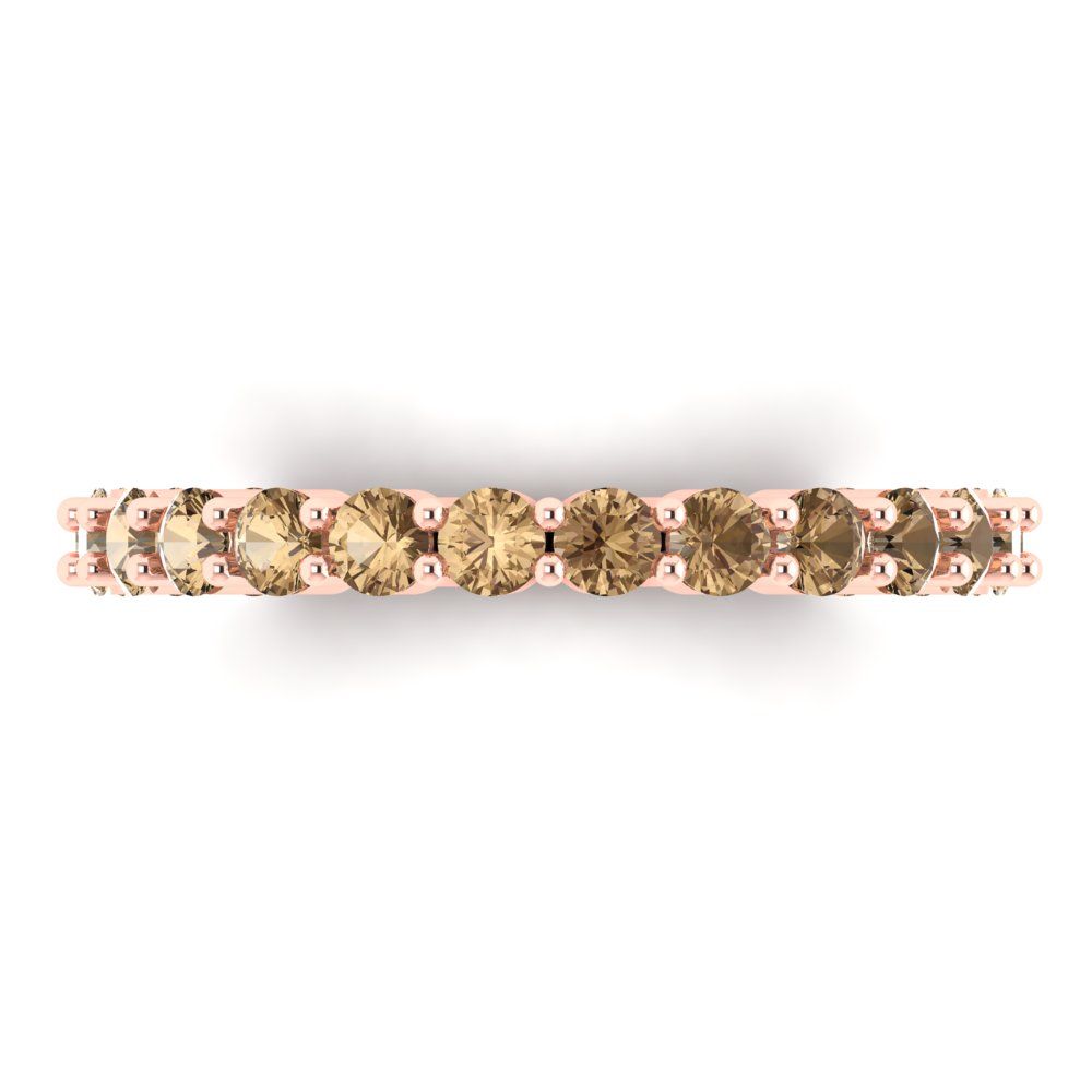 1.2 cttw Simulated Champagne Diamond Round Cut Rose Gold Eternity Wedding Band