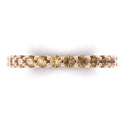 1.2 cttw Simulated Champagne Diamond Round Cut Rose Gold Eternity Wedding Band