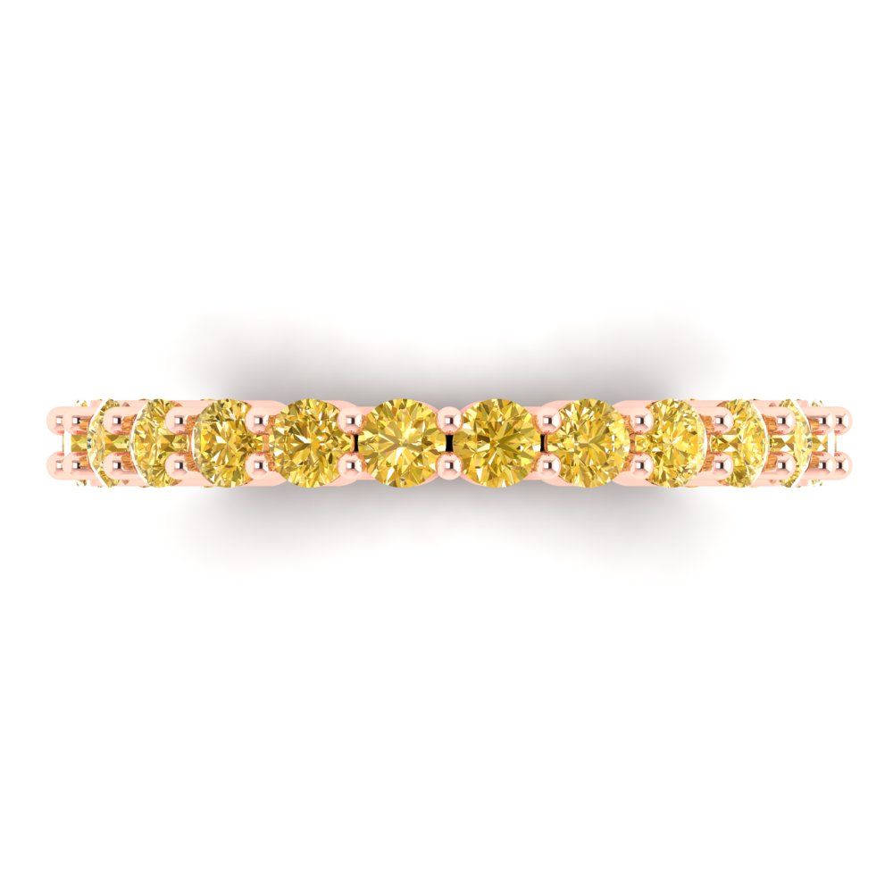 1.2 cttw Simulated Yellow Diamond Round Cut Rose Gold Eternity Wedding Band