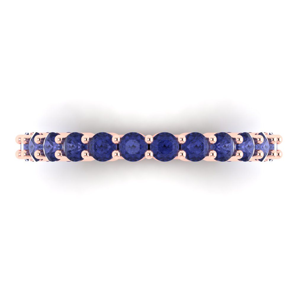 1.2 cttw Simulated Tanzanite Round Cut Rose Gold Eternity Wedding Band