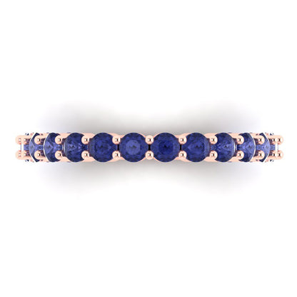 1.2 cttw Simulated Tanzanite Round Cut Rose Gold Eternity Wedding Band