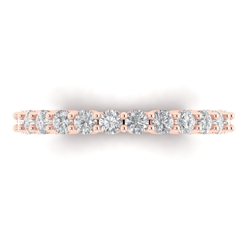1.2 ct Brilliant Round Cut Natural Diamond Stone Clarity SI1-2 Color I-J Rose Gold Eternity Band