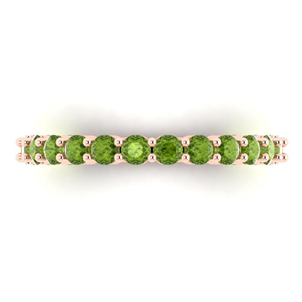 1.2 cttw Natural Peridot Round Cut Rose Gold Eternity Wedding Band