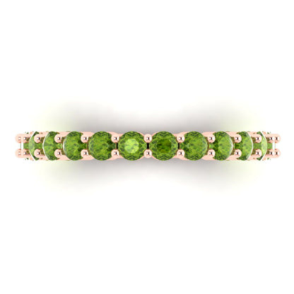 1.2 cttw Natural Peridot Round Cut Rose Gold Eternity Wedding Band