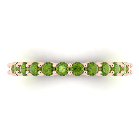 1.2 cttw Natural Peridot Round Cut Rose Gold Eternity Wedding Band