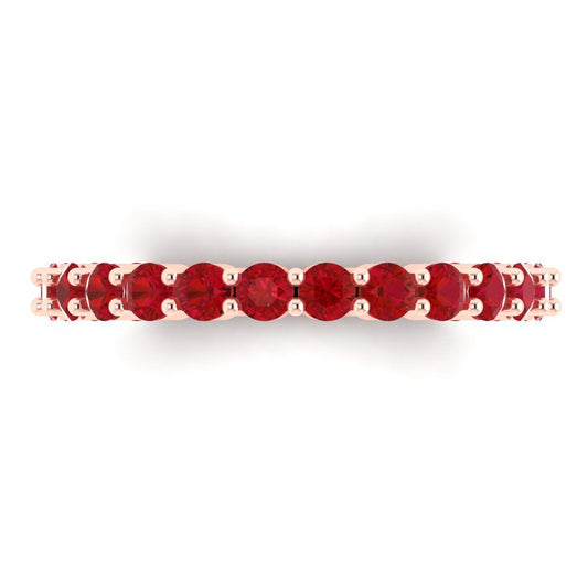 1.2 cttw Simulated Pink Tourmaline Round Cut Rose Gold Eternity Wedding Band