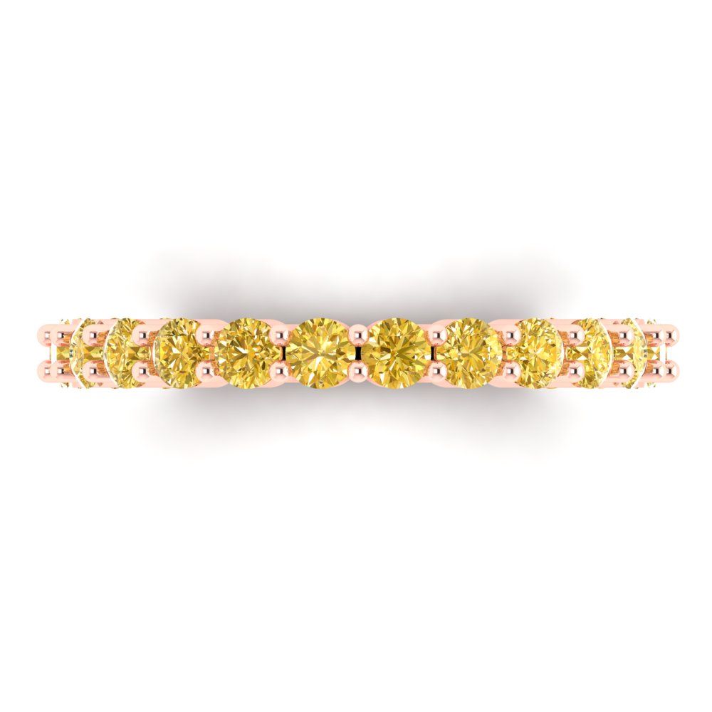 1.2 cttw Natural Citrine Round Cut Rose Gold Eternity Wedding Band