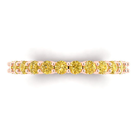 1.2 cttw Natural Citrine Round Cut Rose Gold Eternity Wedding Band