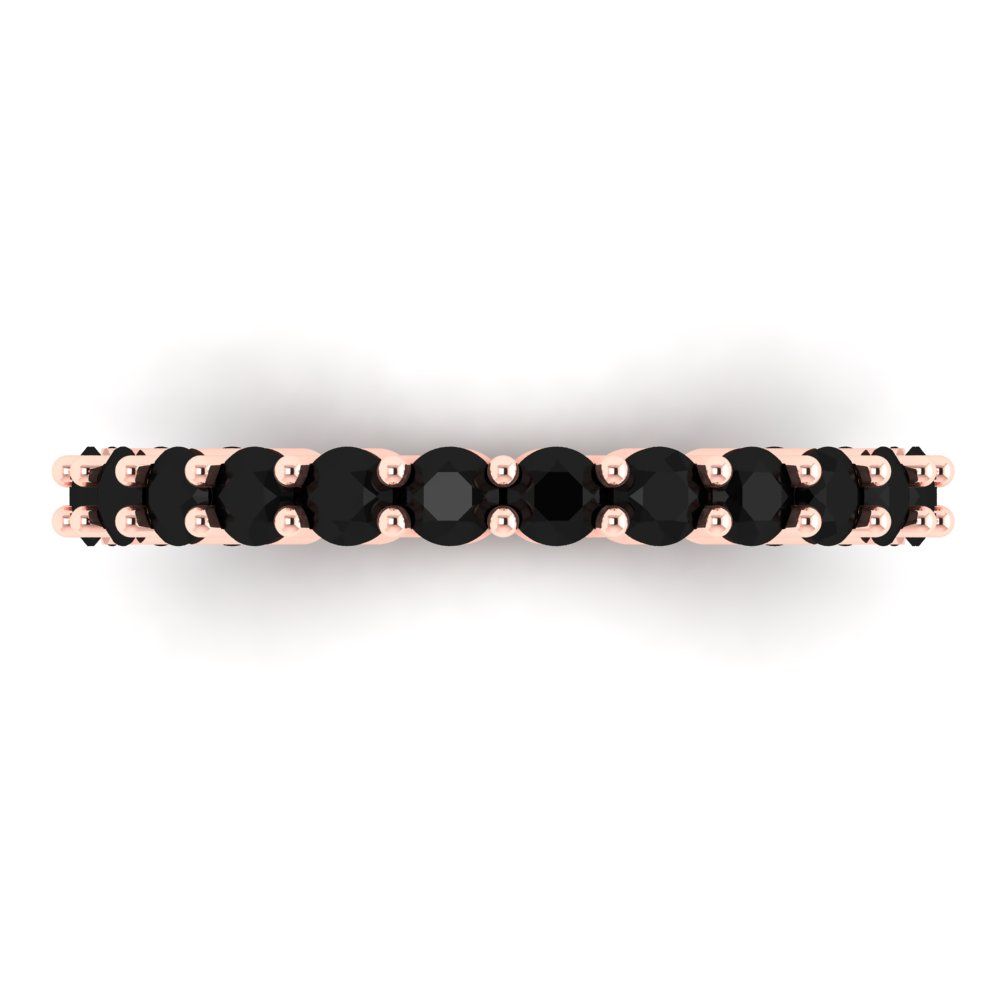 1.2 cttw Natural Onyx Round Cut Rose Gold Eternity Wedding Band