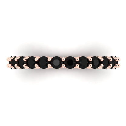 1.2 cttw Natural Onyx Round Cut Rose Gold Eternity Wedding Band
