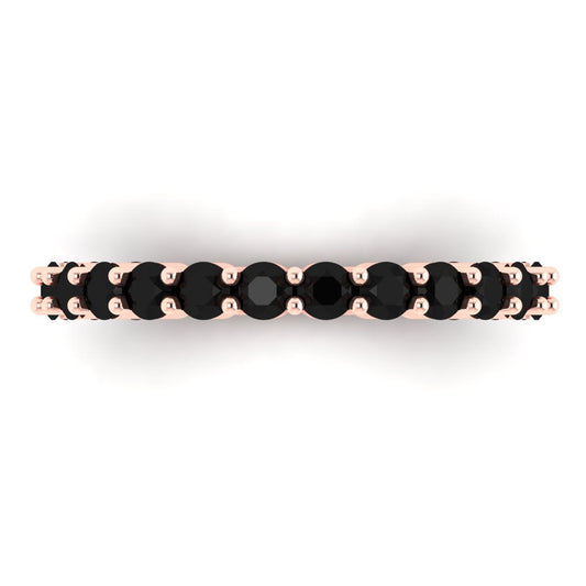 1.2 cttw Natural Onyx Round Cut Rose Gold Eternity Wedding Band
