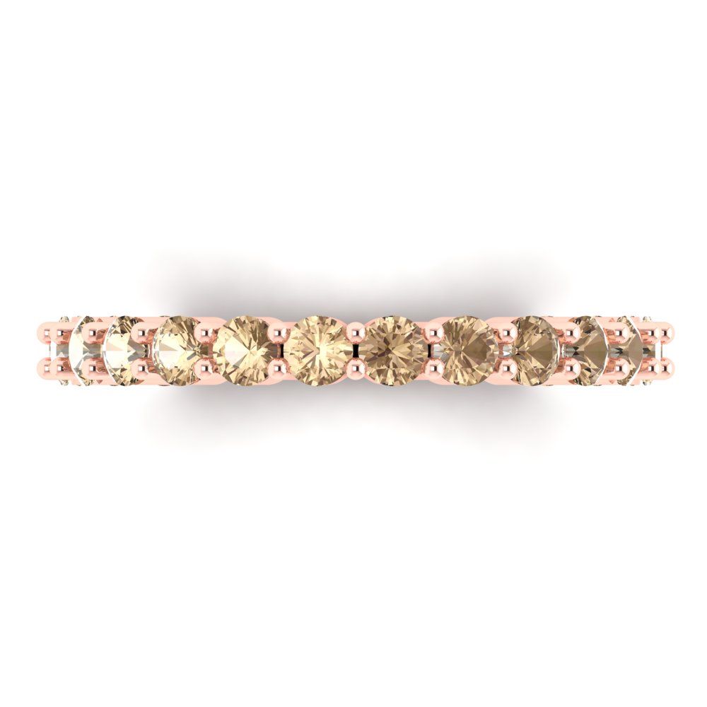 1.2 cttw Yellow Moissanite Round Cut Rose Gold Eternity Wedding Band