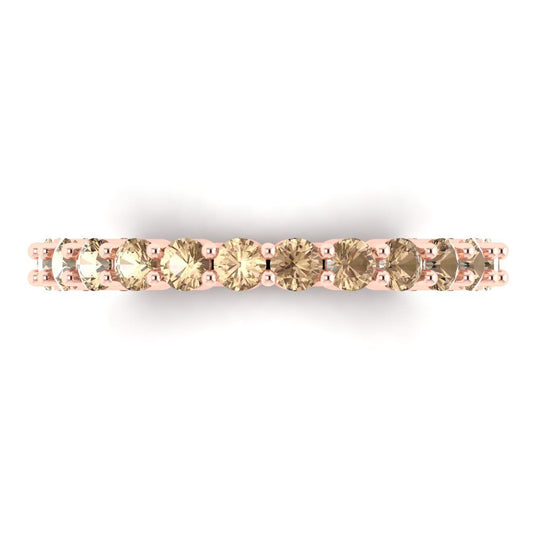1.2 cttw Yellow Moissanite Round Cut Rose Gold Eternity Wedding Band