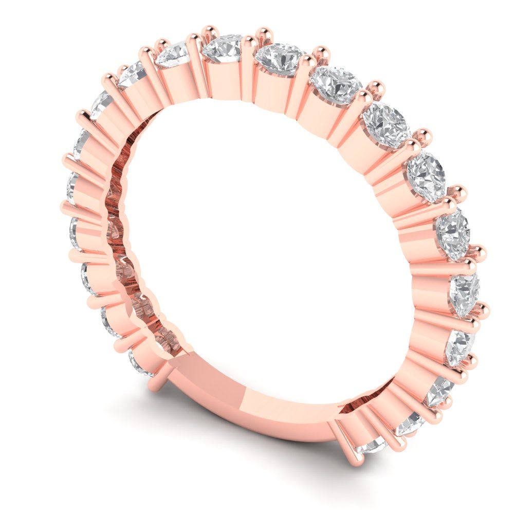 1.2 cttw Simulated Diamond Round Cut Rose Gold Eternity Wedding Band