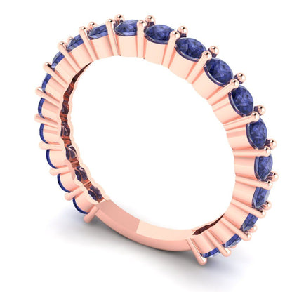 1.2 cttw Simulated Tanzanite Round Cut Rose Gold Eternity Wedding Band