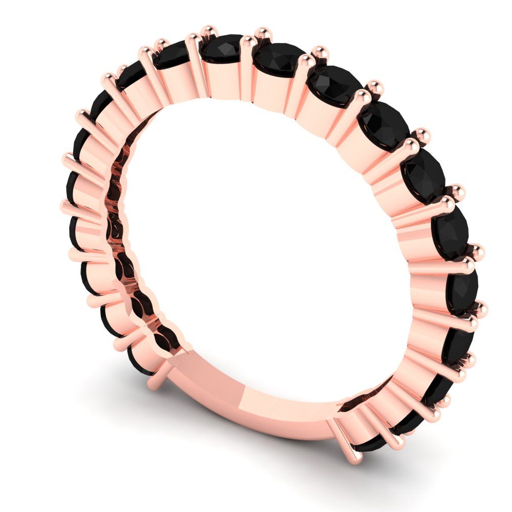 1.2 cttw Natural Onyx Round Cut Rose Gold Eternity Wedding Band