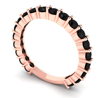 1.2 cttw Natural Onyx Round Cut Rose Gold Eternity Wedding Band