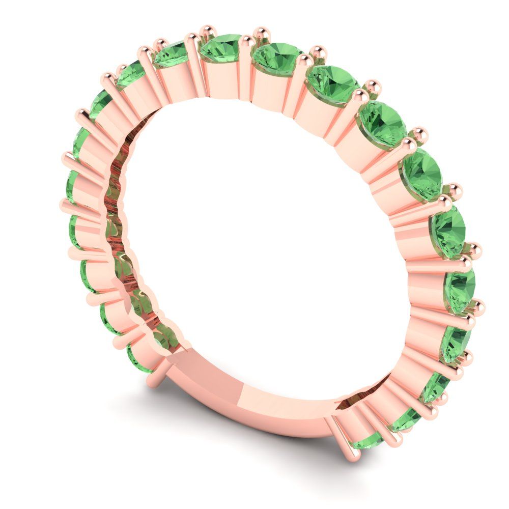1.2 cttw Simulated Green Diamond Round Cut Rose Gold Eternity Wedding Band