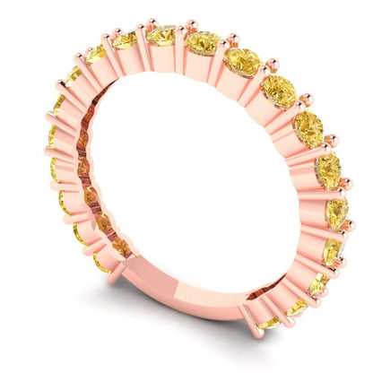 1.2 cttw Natural Citrine Round Cut Rose Gold Eternity Wedding Band