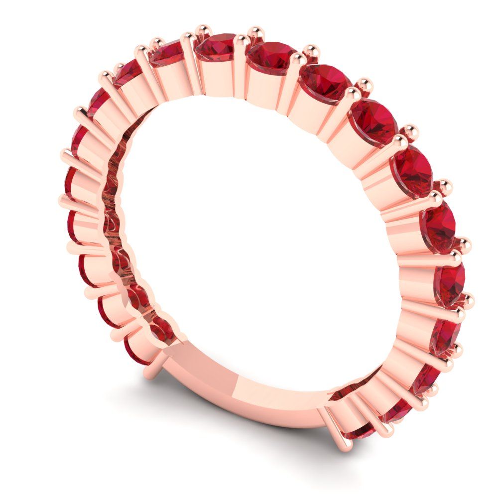 1.2 cttw Simulated Ruby Round Cut Rose Gold Eternity Wedding Band