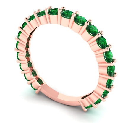 1.2 cttw Simulated Emerald Round Cut Rose Gold Eternity Wedding Band