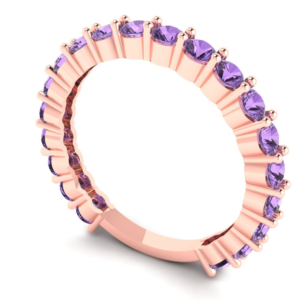 1.2 cttw Simulated Alexandrite Round Cut Rose Gold Eternity Wedding Band