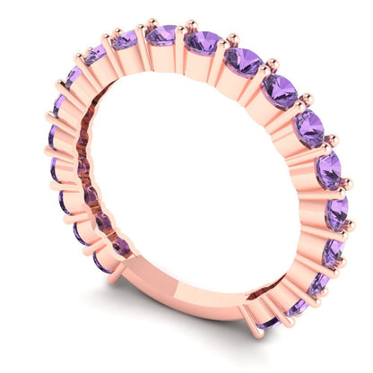 1.2 cttw Simulated Alexandrite Round Cut Rose Gold Eternity Wedding Band