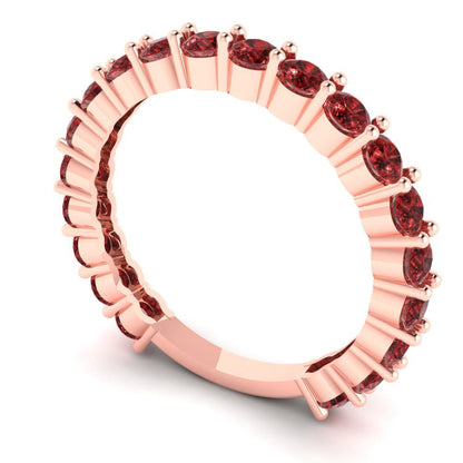 1.2 cttw Natural Garnet Round Cut Rose Gold Eternity Wedding Band
