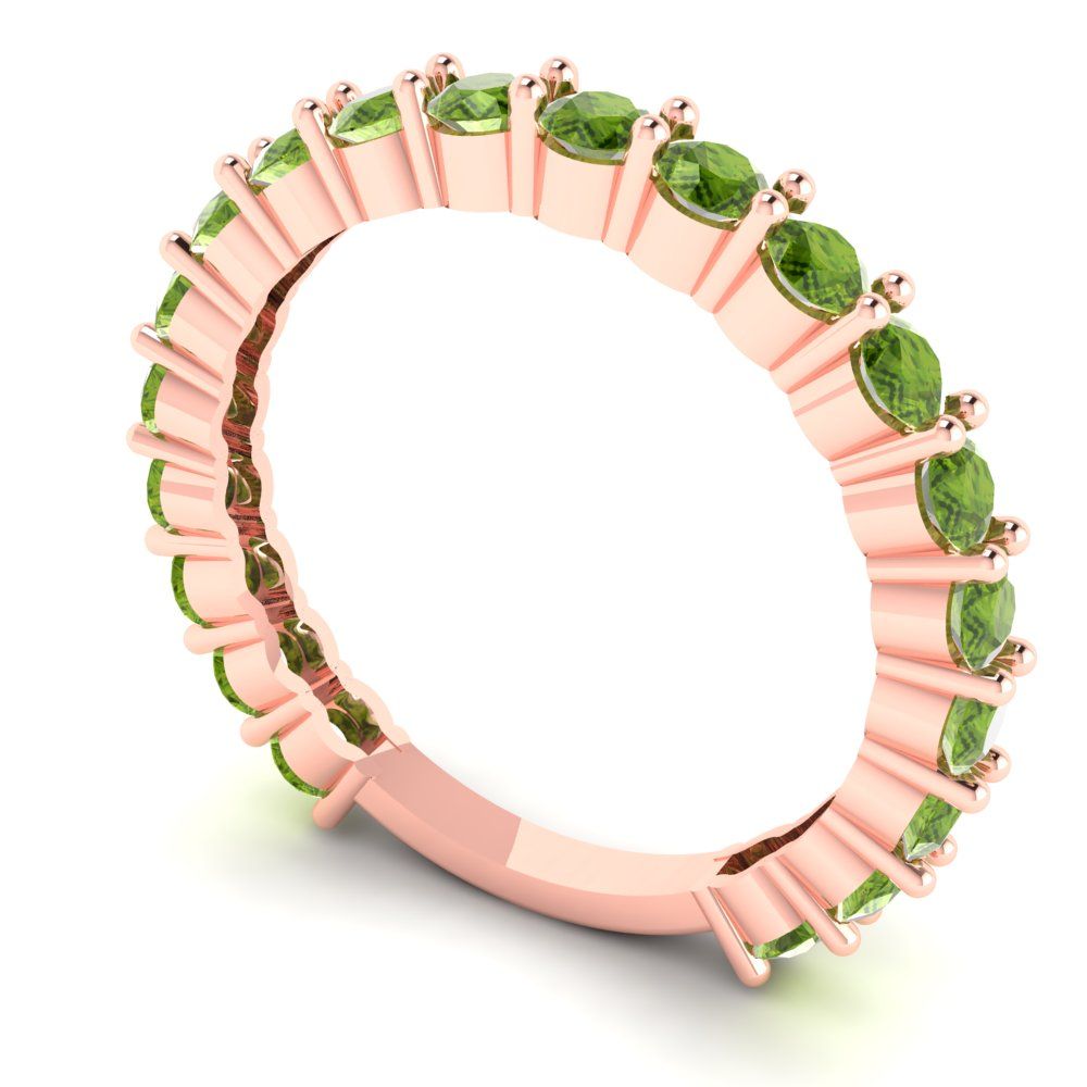 1.2 cttw Natural Peridot Round Cut Rose Gold Eternity Wedding Band