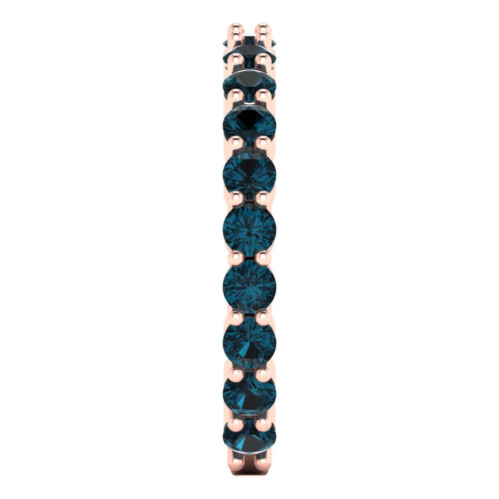 1.2 cttw Natural London Blue Topaz Round Cut Rose Gold Eternity Wedding Band