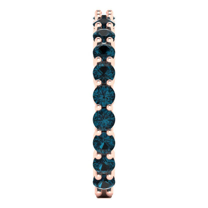 1.2 cttw Natural London Blue Topaz Round Cut Rose Gold Eternity Wedding Band