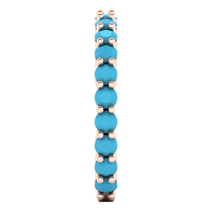 1.2 cttw Simulated Turquoise Round Cut Rose Gold Eternity Wedding Band