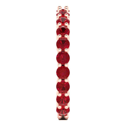 1.2 cttw Simulated Ruby Round Cut Rose Gold Eternity Wedding Band