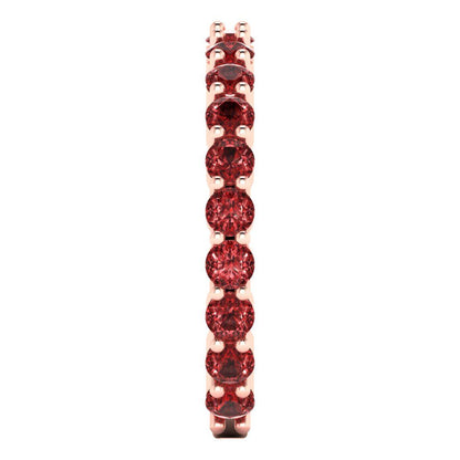 1.2 cttw Natural Garnet Round Cut Rose Gold Eternity Wedding Band